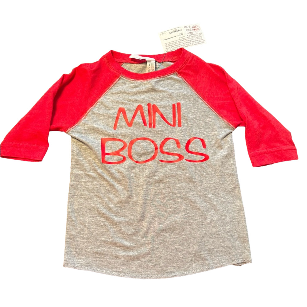 Rabbit Skins Red and Gray Mini Boss Long Sleeve Tee